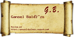 Gansel Balázs névjegykártya